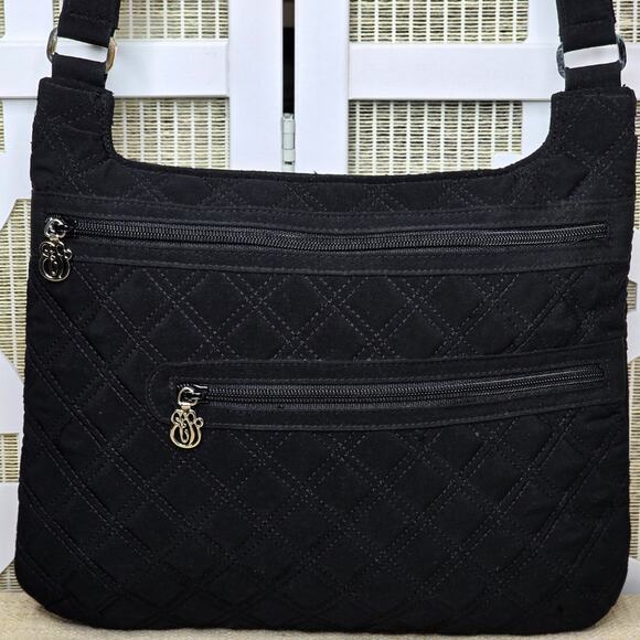 Vera Bradley Black Quilted Hipster Crossbody Bag - Picture 3 of 13